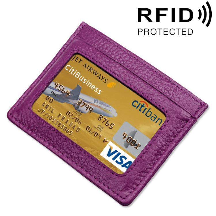 RFID Blocking Cowhide Leather Card Holder - Stylish