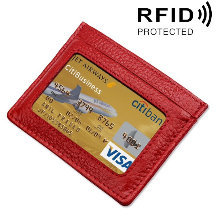 RFID Blocking Cowhide Leather Card Holder - Stylish