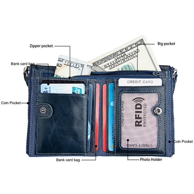 Genuine Cowhide Leather RFID Blocking Card Holder Wallet