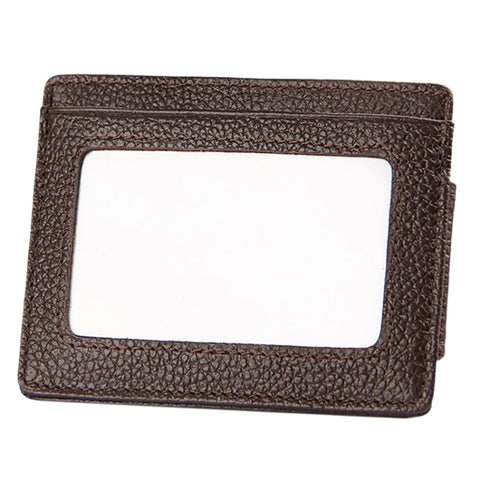 Porta carte di credito in pelle di vacchetta tinta unita Porta carte di blocco RFID Custodia protettiva con 3 slot per carte e cornice per foto, dimensioni: 110 * 77 * 4 mm