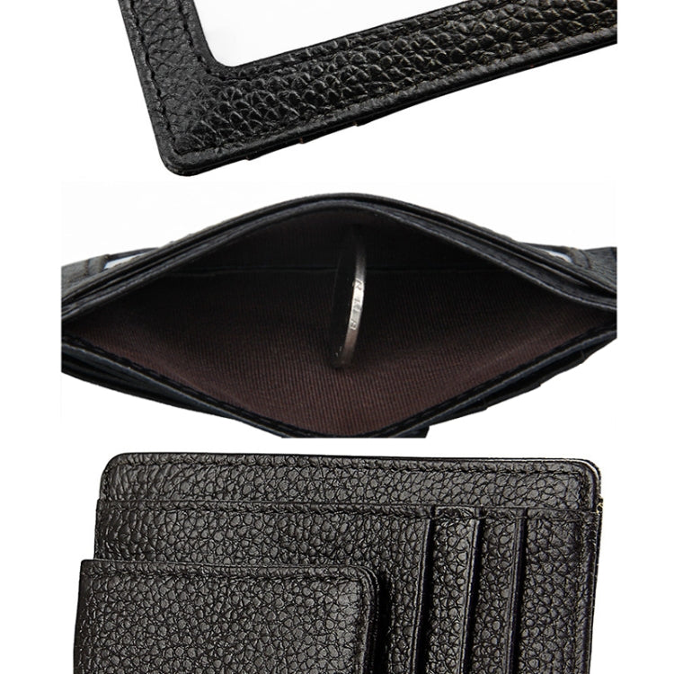 Cowhide Leather RFID Blocking Card Holder Wallet with Photo