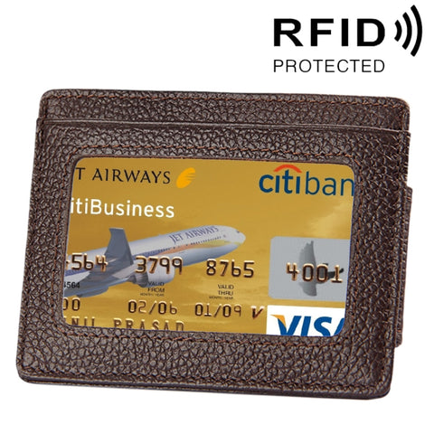 Porta carte di credito in pelle di vacchetta tinta unita Porta carte di blocco RFID Custodia protettiva con 3 slot per carte e cornice per foto, dimensioni: 110 * 77 * 4 mm
