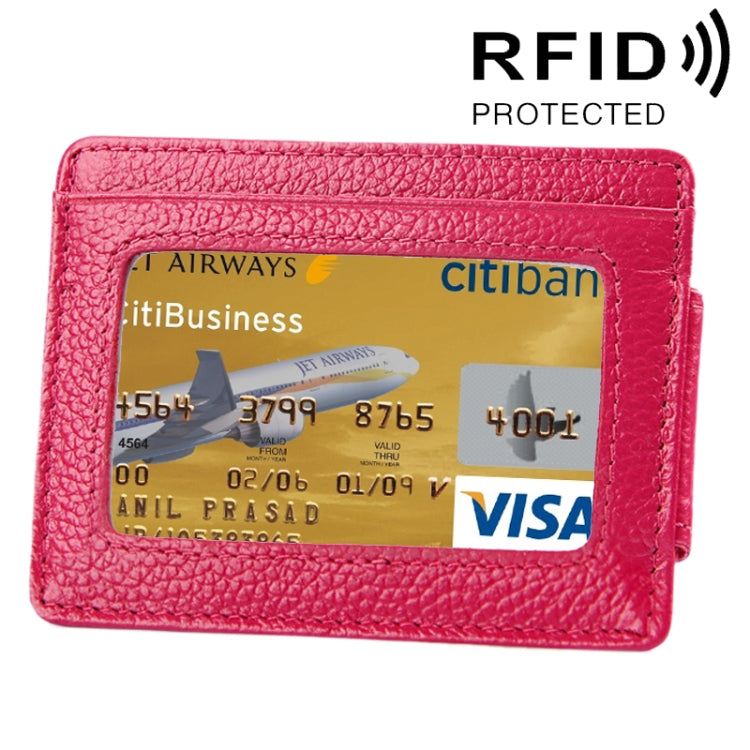 Cowhide Leather RFID Blocking Card Holder Wallet with Photo
