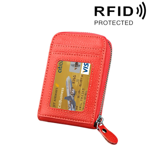 Porta carte vertical avec cerniera en tinta unita en vera pelle di vacchetta Porta carte con blocco RFID Custodia protettiva con 12 slot per carte, Dimensioni: 11,5 * 7,5 cm