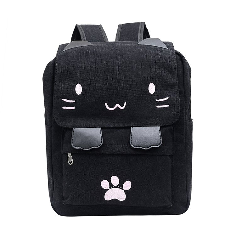 Cat Shape Canvas Backpack for Stylish Everyday Use