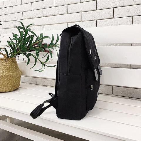Zaino con borsa a doppia spalla in tela moda per il tempo libero a forma di gatto, Q18817