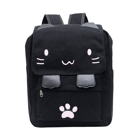 Zaino con borsa a doppia spalla in tela moda per il tempo libero a forma di gatto, Q18817