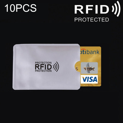 Custodia per carta di credito con blocco RFID in foglio di alluminio da 10 pezzi, dimensioni: 9,1 * 6,3 cm, RFID 10pcs
