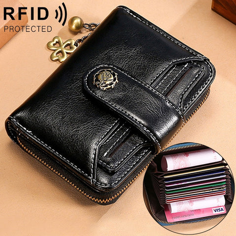 3522 Portafoglio RFID antimagnétique court Portafoglio multifonction pour femme, avec emplacement pour carte