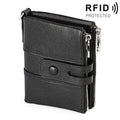 Retro RFID Wallet for Men with Double Zipper & Card Slots