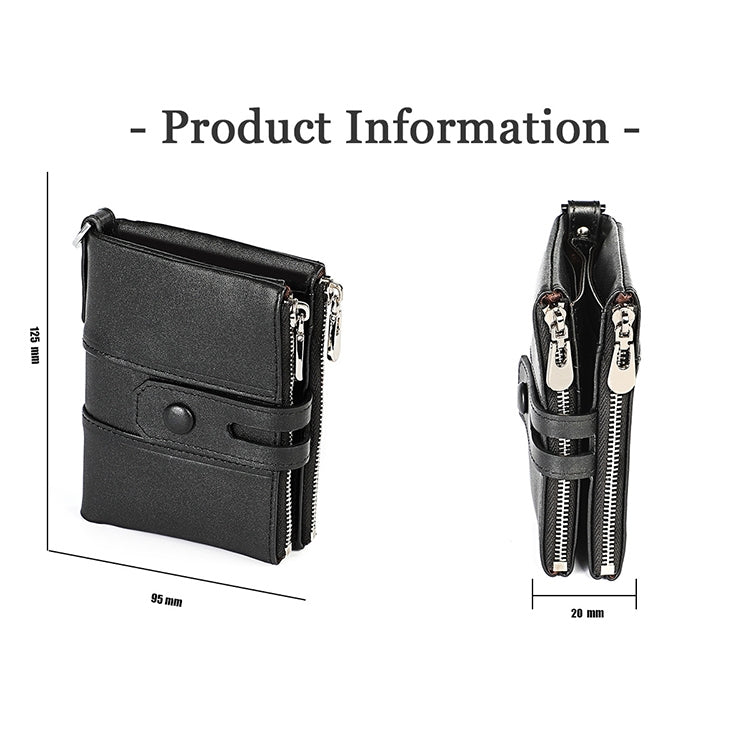 Retro RFID Wallet for Men with Double Zipper & Card Slots