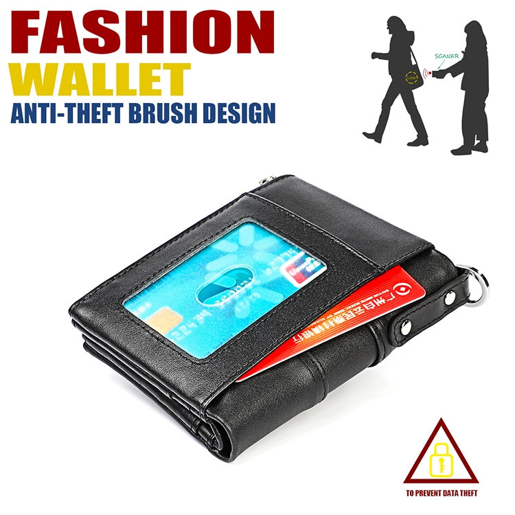 Retro RFID Wallet for Men with Double Zipper & Card Slots