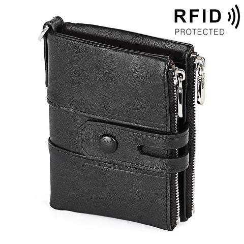 3529 Portafoglio RFID antimagnetico da uomo con doppia cerniera con texture retrò Crazy Horse con slot per carte - Novalix Store