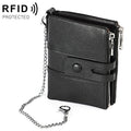 Retro Double Zipper RFID Wallet with Card Slots for Travel