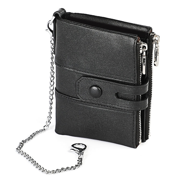 Retro Double Zipper RFID Wallet with Card Slots for Travel