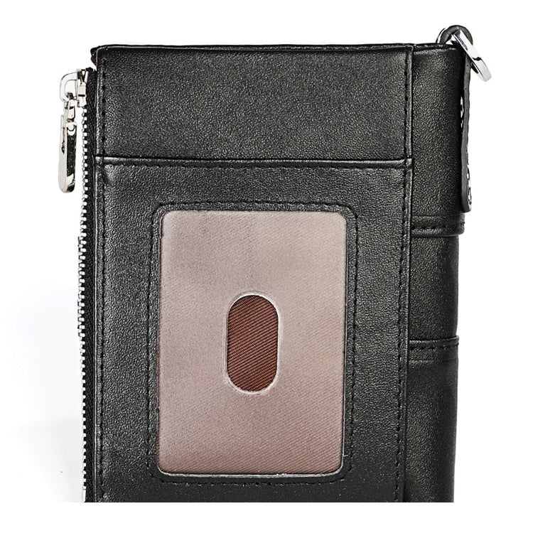 Retro Double Zipper RFID Wallet with Card Slots for Travel