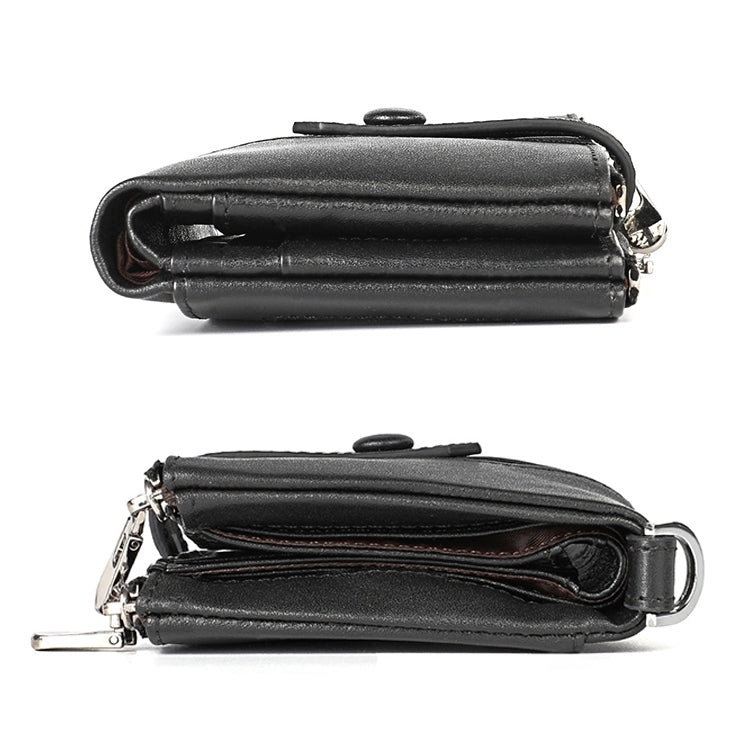 Retro Double Zipper RFID Wallet with Card Slots for Travel