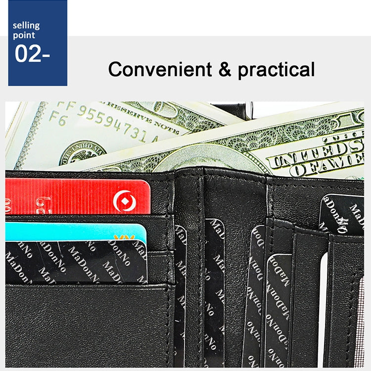 Retro Double Zipper RFID Wallet with Card Slots for Travel