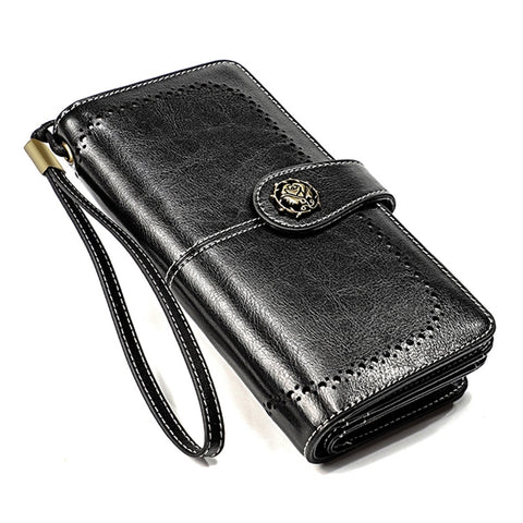 3556 Pochette a portafoglio RFID antimagnetica lunga e di grande capacità per donna con slot per carte