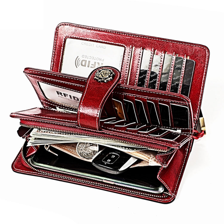 Large Capacity RFID Wallet Clutch for Women with Card Slots
