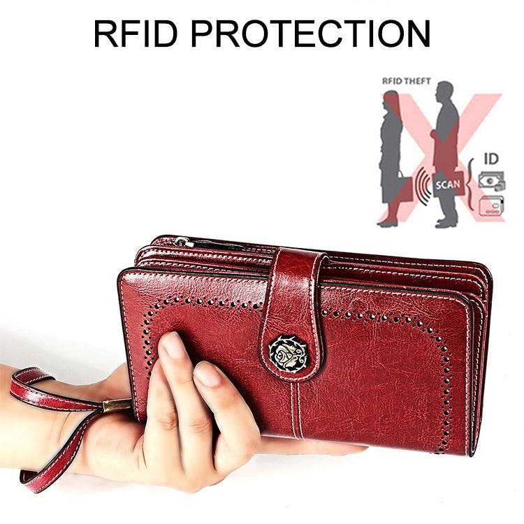 Large Capacity RFID Wallet Clutch for Women with Card Slots