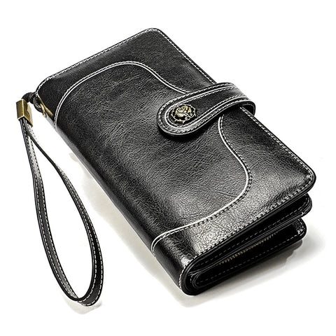 3555 Pochette a portafoglio RFID antimagnetica lunga e di grande capacità per donna con slot per carte