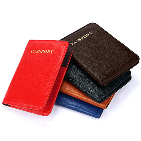 Pacchetto passaporto multifunzionale in vera pelle con texture litchi per i viaggi