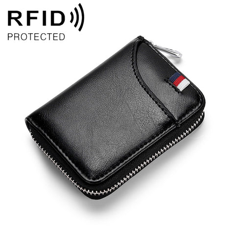 Porte-cartes porte-cartes de grande capacité en peau avec cernier RFID antimagnétique KB155