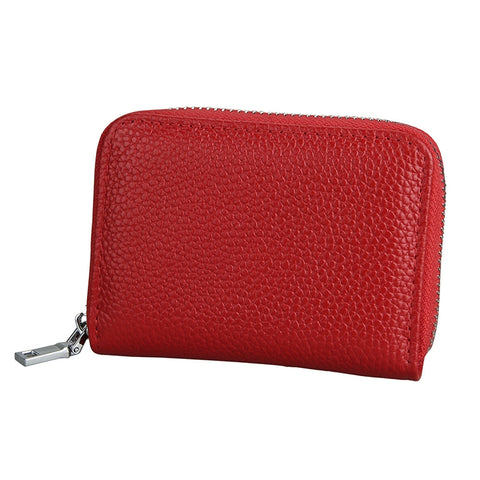 Portafoglio porta carte di grande capacità con cerniera in pelle con texture litchi RFID antimagnetico KB205