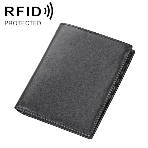 8235 Borsa per passaporto con portafoglio in pelle con texture Crazy Horse multifunzione RFID antimagnetico