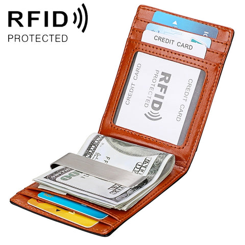 9602 Portafoglio in pelle con texture Mini Crazy Horse RFID antimagnetico, 9602