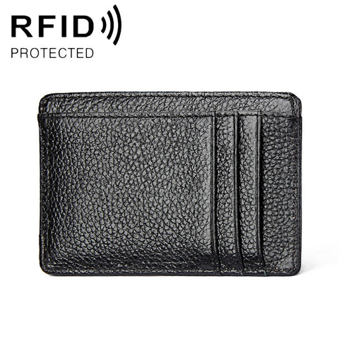 Porte-cartes en cuir avec texture litchi RFID antimagnétique KB37 pour hommes et femmes