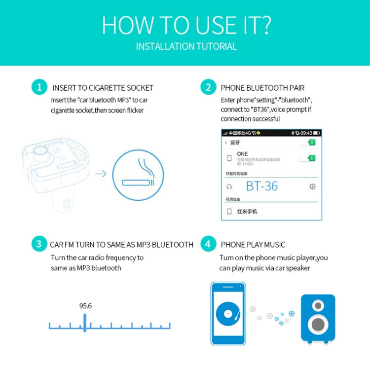 Dual USB Car Charger with Bluetooth and SD Card Support