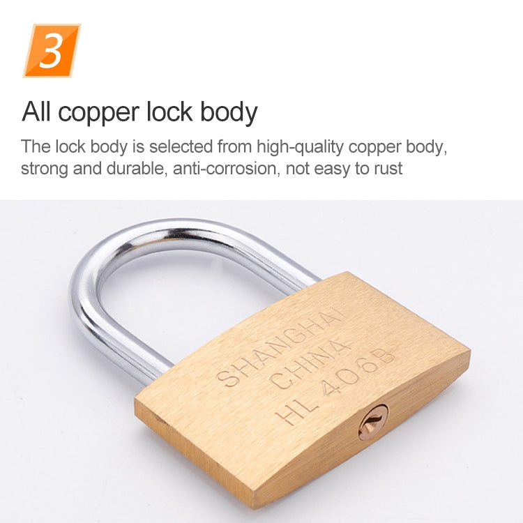 Copper Padlock Small Lock, Style: Long Lock Beam, 50mm Open, Long, 50mm Open