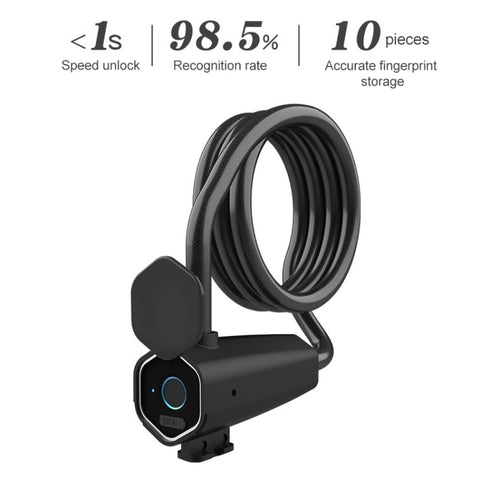 W16 IP65 Blocco impronte digitali impermeabile Corda in acciaio Antifurto Blocco per auto elettrica Blocco elettronico APP Bluetooth, W16 Bluetooth + Fingerprint