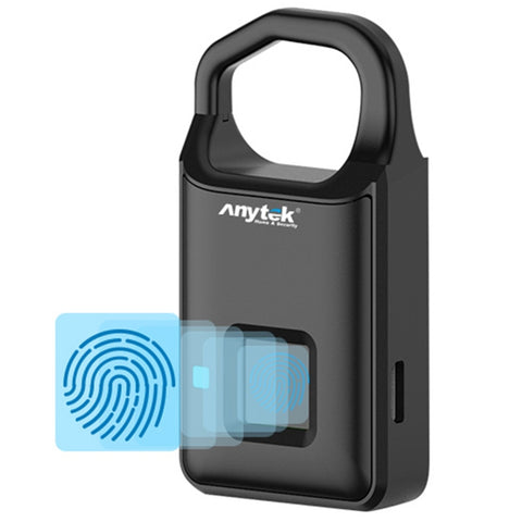 Piccolo lucchetto con rilevamento delle impronte digitali a semiconduttore di ricarica micro USB Anytek P4 3,7 V, P4