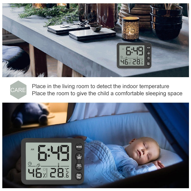 TS-9606-WR Misuratore di umidità della temperatura con timer allarme a schermo grande (bianco rosso)