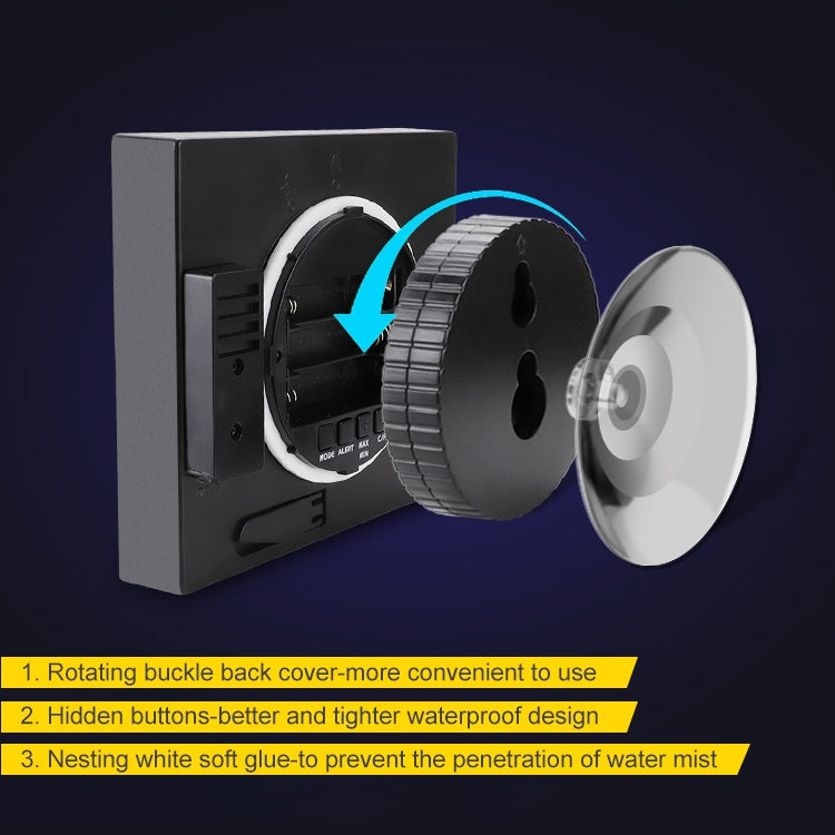 TS-WP10-W Orologio da parete impermeabile per bagno, timer, termometro domestico, igrometro, TS-WP10-W, TS-WP10-B