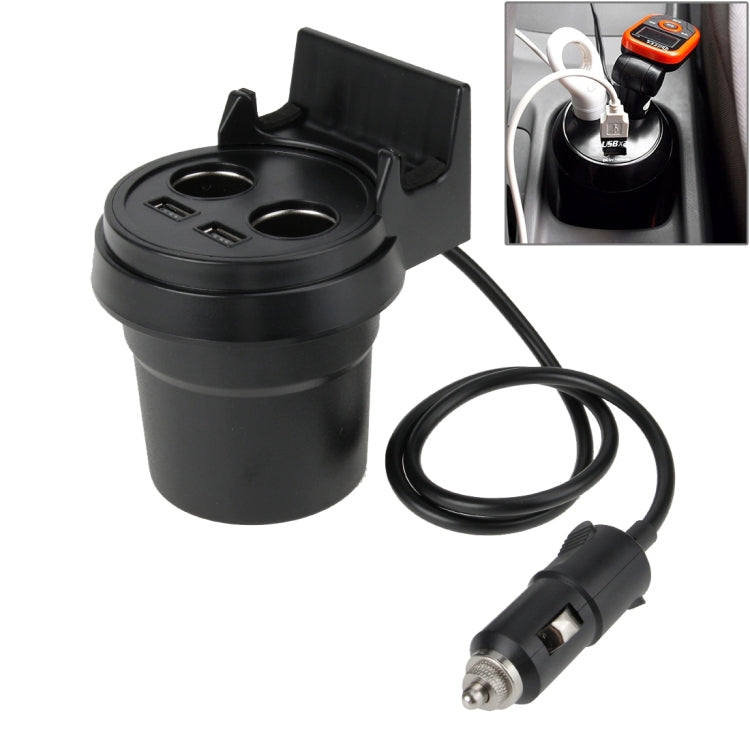 Dual USB Car Charger with Holder - 5V 1A & 2.4A Ports