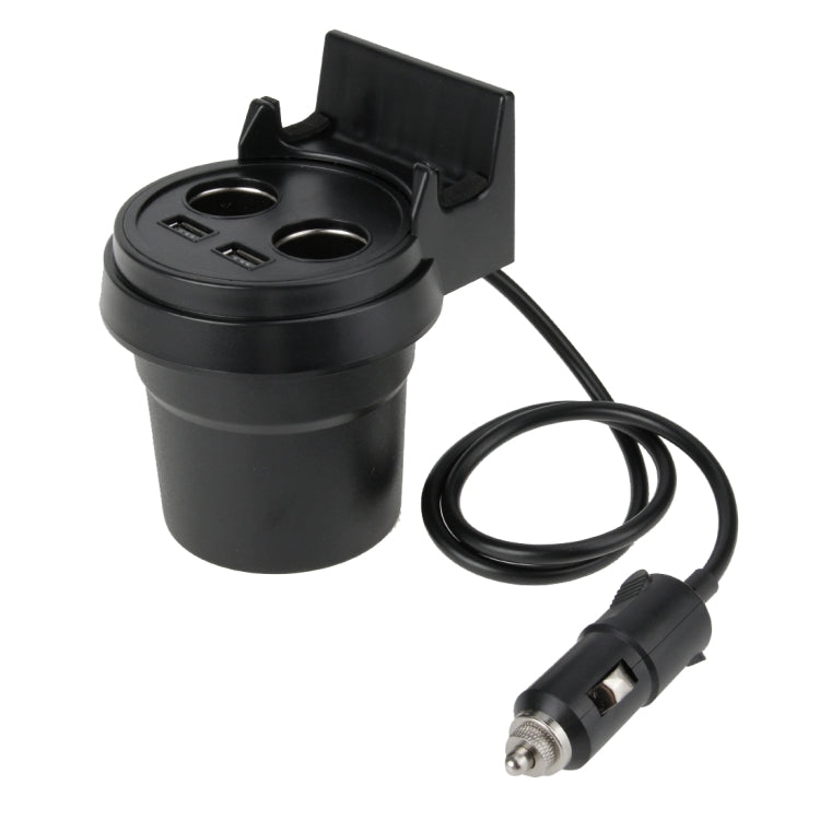 Dual USB Car Charger with Holder - 5V 1A & 2.4A Ports