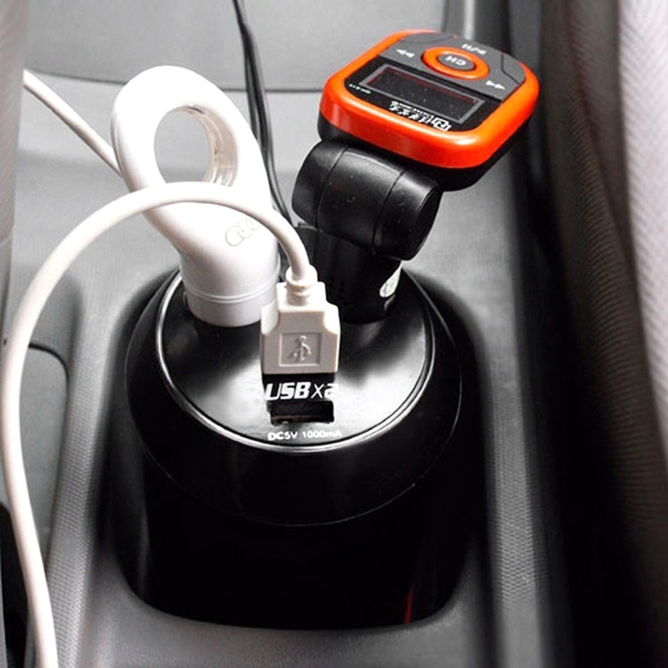 Dual USB Car Charger with Holder - 5V 1A & 2.4A Ports