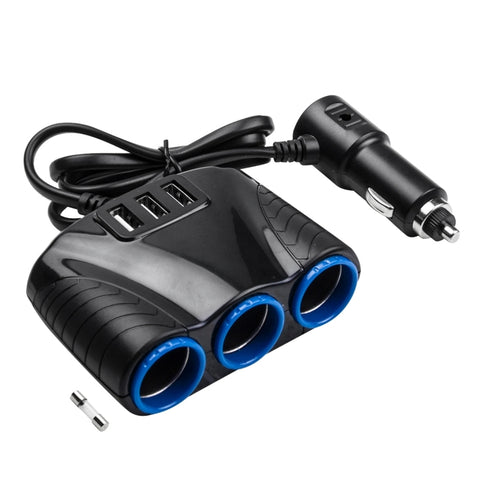 Caricatore per auto 12-24 V 3,1 A 3 porte USB e 3 prese per accendisigari, 12-24V 3.1A  With 23 USB