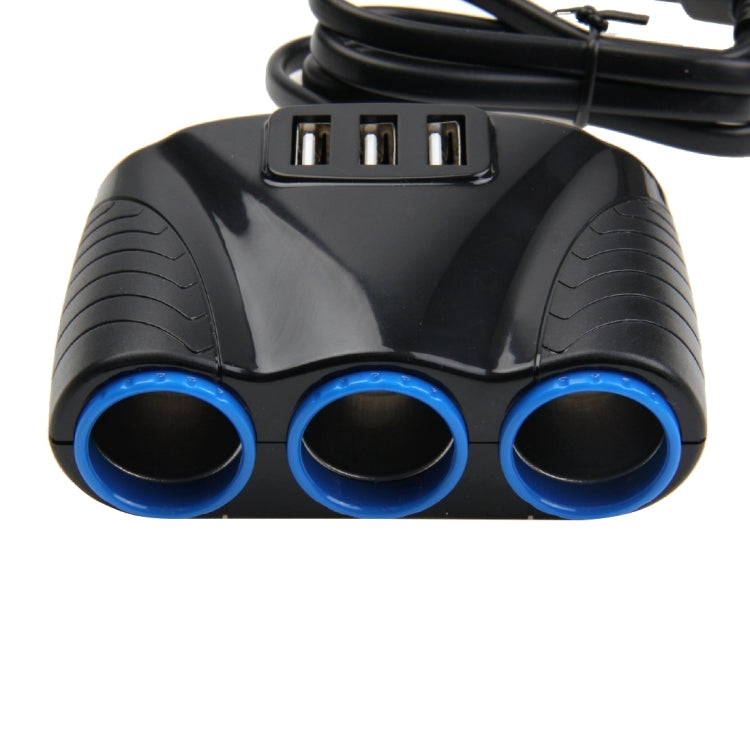 3-Port Car Charger with 3 USB & Cigarette Lighter Sockets