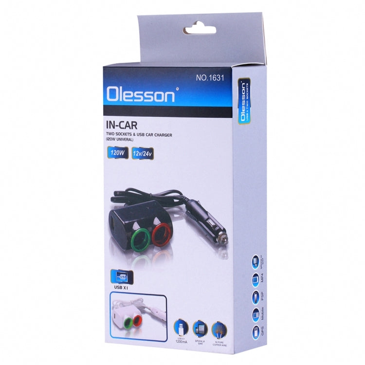 Olesson 1.2A USB Car Charger with LED Light for Vehicles