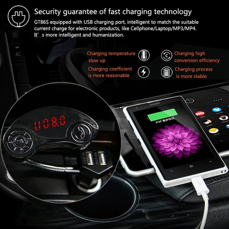 GT86 Dual USB Car Charger Bluetooth FM Transmitter Kit
