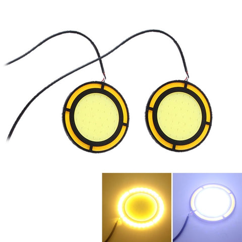 Lampada LED DRL 12V 10W 6000K - Doppia Circolare (Bianco + Giallo) - 2 Pezzi per Auto