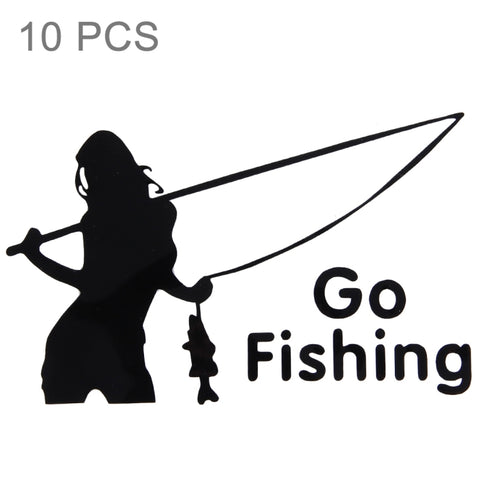 Autocollants Riflettenti pour Auto Beauty Go Fishing - 10 Pezzi - 14 cm x 8,5 cm
