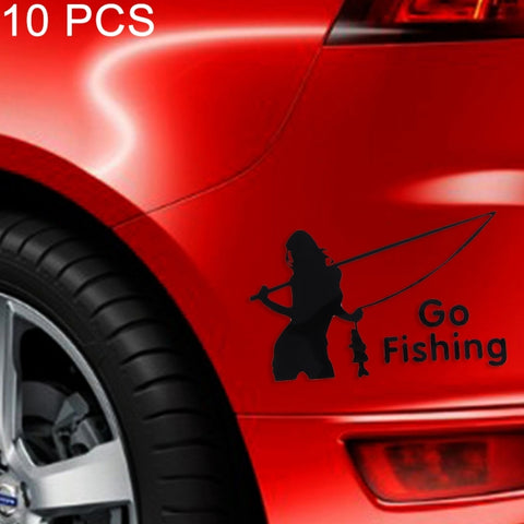 Autocollants Riflettenti pour Auto Beauty Go Fishing - 10 Pezzi - 14 cm x 8,5 cm