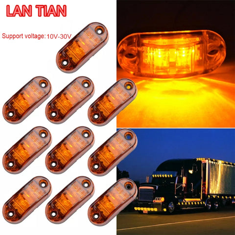 10 pezzi per rimorchio per auto, camion, Piranha, indicatori laterali a LED, lampadine, colore chiaro: giallo, Yellow, White Light