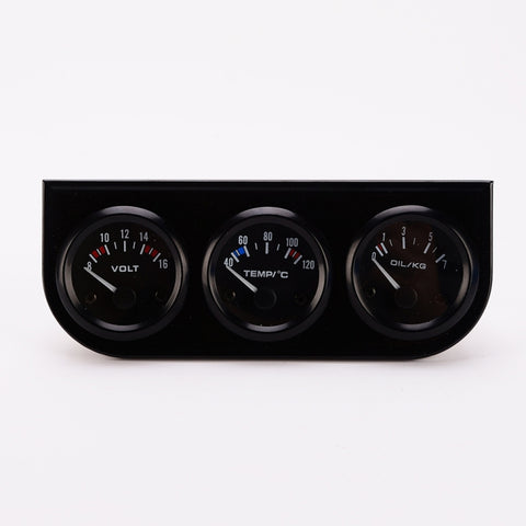 Voltmetro per auto con indicatore automatico 3 in 1 da 52 mm + indicatore temperatura acqua + indicatore pressione olio, Voltmeter + Water Temp Gauge + Oil press Gauge